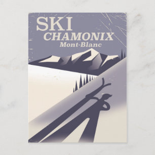 Chamonix-Mont-Blanc Vintage Ski poster Vykort