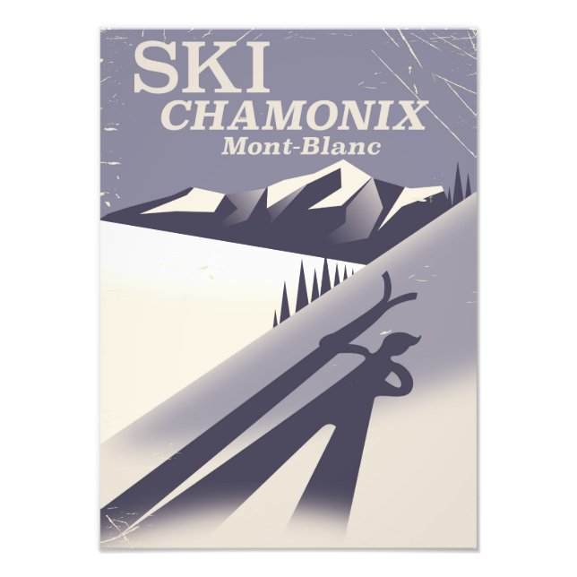 Chamonix-Mont-Blanc Vintage skidplakat Fototryck (Framsidan)