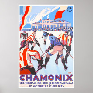 Chamonix Resor Affisch Ishockey Konst Roger