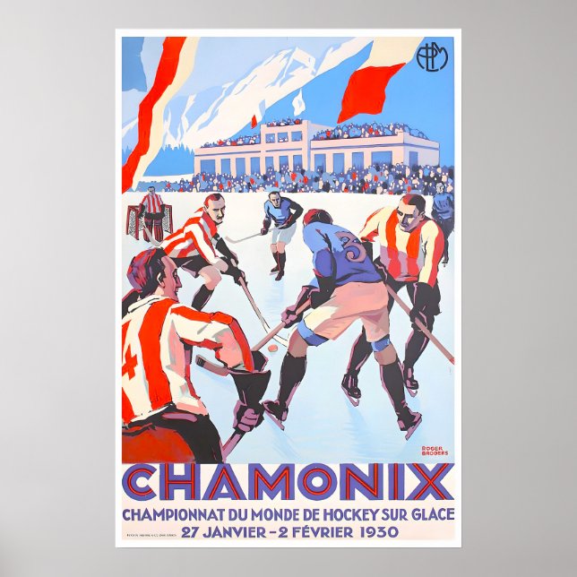 Chamonix Resor Affisch Ishockey Konst Roger (Framsidan)