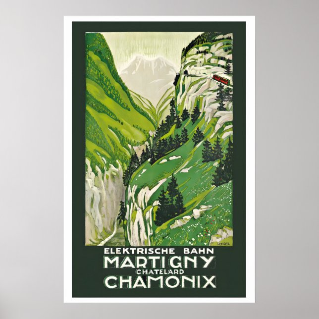 Chamonix Schweiz Martigny-Chatelard Järnväg Poster (Framsidan)