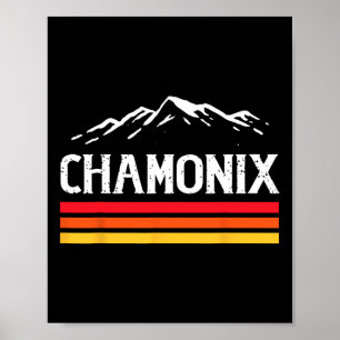 Chamonix Ski Resort Mountain Frankrike Skiing Retr Poster