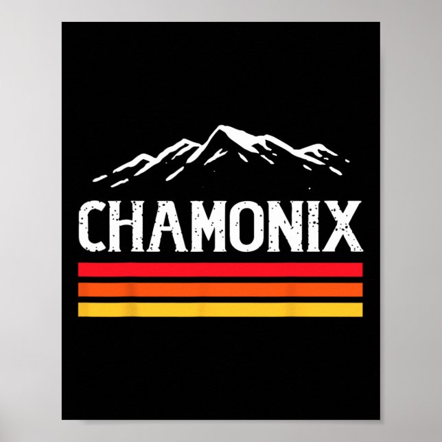 Chamonix Ski Resort Mountain Frankrike Skiing Retr Poster (Framsidan)