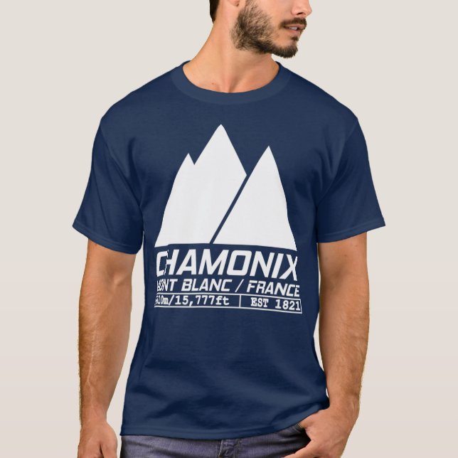 Chamonix Ski Resort Skiing Mont Blanc Frankrike T Shirt (Framsida)