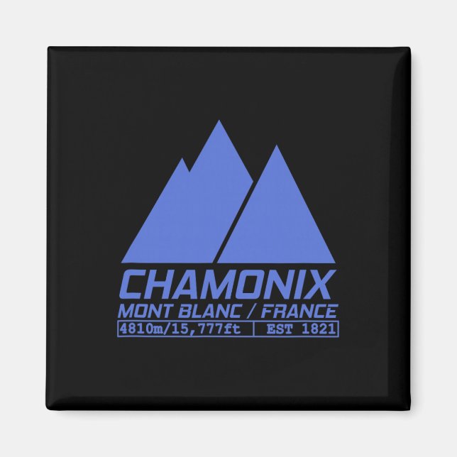 Chamonix skidområde t-shirt skidåkning Mont Blanc  Magnet (Framsidan)
