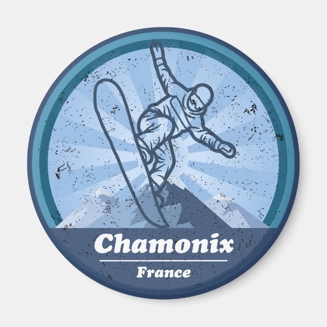 Chamonix Station de ski - Snowboard Magnet (Framsidan)