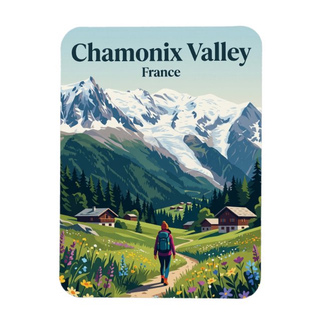 Chamonixdalen Frankrike Magnet (Vertikal)