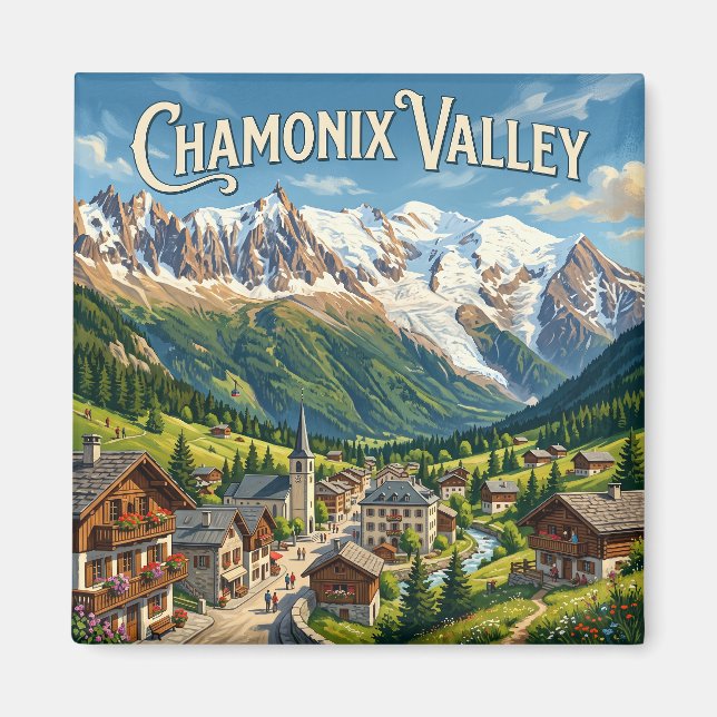 Chamonixdalen Frankrike Magnet (Framsidan)