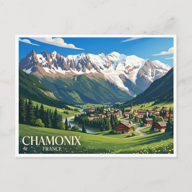Chamonixdalen Frankrike Vykort (Framsida)