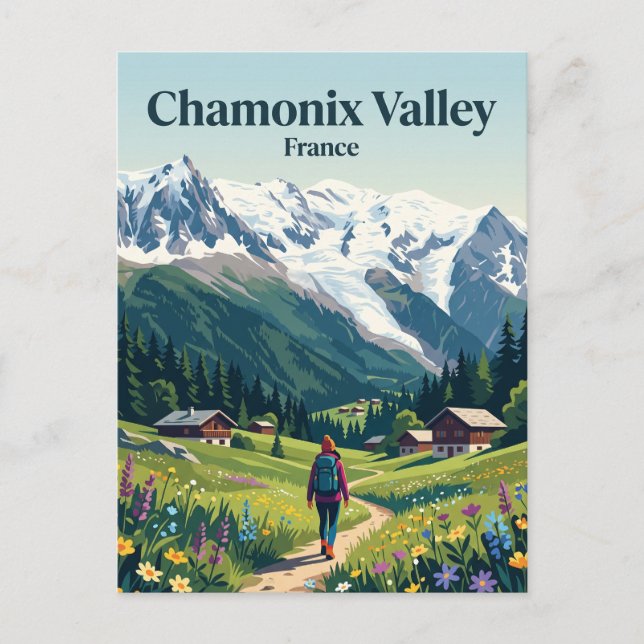 Chamonixdalen Frankrike Vykort (Framsida)