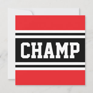 CHAMP Bold Bright Red Black White Tävla Rand Meddelande