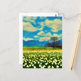 Champ de jonquilles - peinture vykort