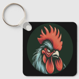 "Champ Grumpy Rooster" Double Sided Aluminum  Nyckelring