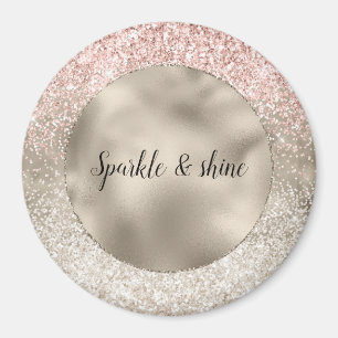 Champage Guld Rosa White Glitzy Glitter Magnet