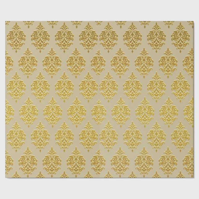 Champagn Damask Wrapping Papper Presentpapper (Seam)