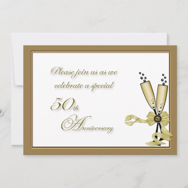 Champagne 50-årsjubileums inbjudan (Framsida)