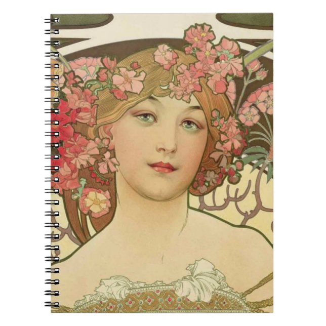 Champagne Alphonse Mucha Notebook Anteckningsbok (Framsidan)