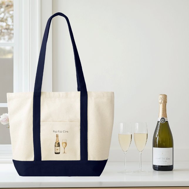 Champagne Älskare med Funny Say Tygkasse (Champagne lover tote bag, prosecco)