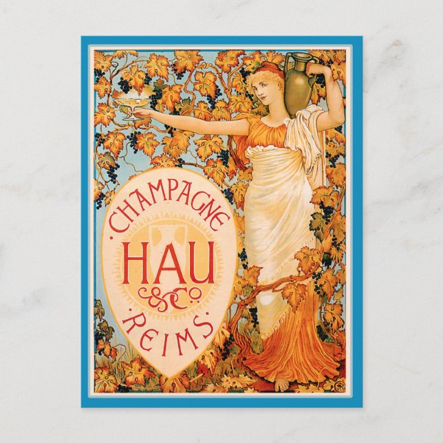 Champagne Art nouveau Poster Art Vykort (Framsida)