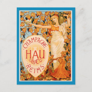 Champagne Art nouveau Poster Art Vykort