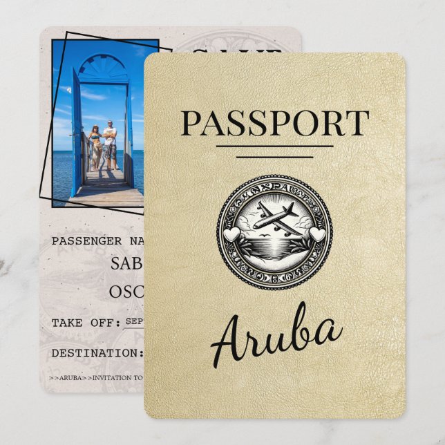 Champagne Aruba Passport Spara datum Datumet (Fram/baksida)