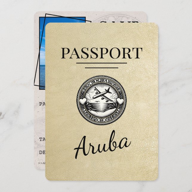 Champagne Aruba Passport Spara datum Spara Datumet (Fram/baksida)
