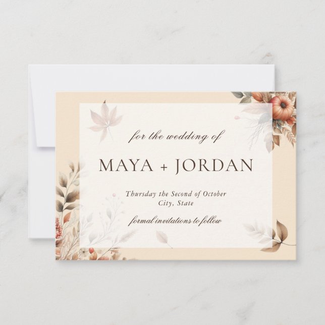 Champagne Autumn Pumpkin Harvest Spara datumet (Framsida)