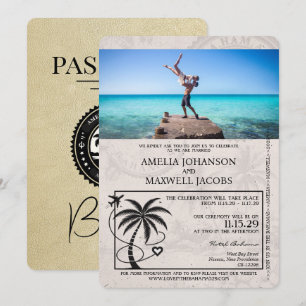 Champagne Bahamas passbröllop Inbjudningar