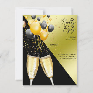 Champagne & Balloons 40:e födelsedagen OSA Kort