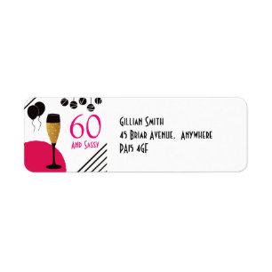 Champagne/Balloons/60 och Sassy-Returadress Returadress Etikett