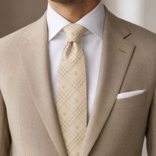 Champagne beige fönsterrutig pläd slips
