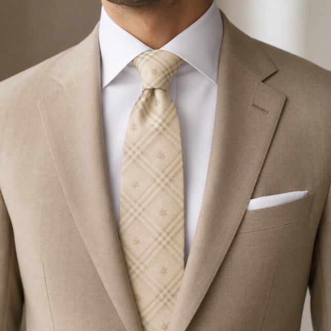 Champagne beige fönsterrutig pläd slips (Skapare uppladdad)
