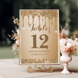 Champagne Beige glitter Guld Bordsnummer