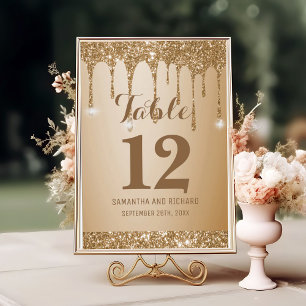 Champagne Beige glitter Guld Bordsnummer