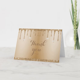 Champagne Beige glitter Guld Tack Kort