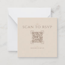 Champagne beige modern QR-kod Online RSVP-kort