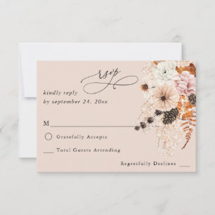 Champagne Beige & Orange Rustic Blommigt no Meal B OSA Kort