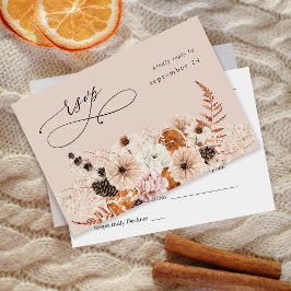 Champagne Beige & Orange Rustic Blommigt w Meal BE OSA Kort