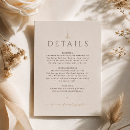 Champagne beige redaktionell bröllopsdetaljkort anteckningskort