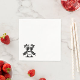 Champagne Birthday Bow Initialer Pappersservett