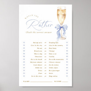 Champagne Blå Slinga Would She Rather Spel Digital Poster