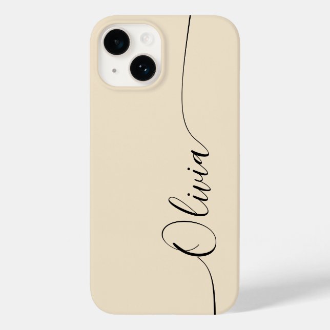 Champagne Black Elegant Calligraphy Namn (Baksida)