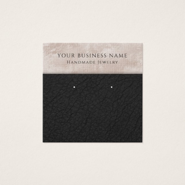 Champagne Black Faux Leather Earring Visning Cards Fyrkantigt Visitkort (Framsida)