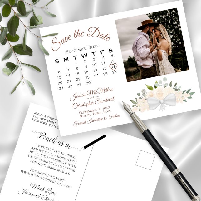 Champagne Blommig Foto & Kalender Spara Datum Meddelande Vykort (Skapare uppladdad)