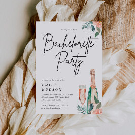 Champagne Blommigt Bachelorette-partiets inbjudan