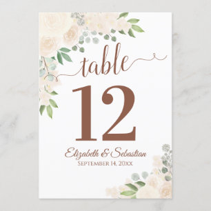 Champagne Blommigt Bröllop Bordsnummer Card stor
