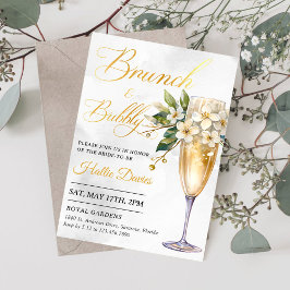 Champagne-Blommigt Brunch och Möhippa av butelj Inbjudningar