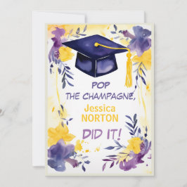 🎓Champagne Blooms Graduation  Inbjudningar