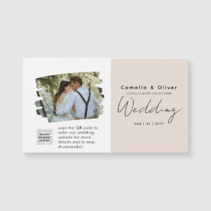 Champagne Blush FOTO Bröllopsinbjudan QR-kod