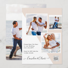 Champagne Blush FOTO Bröllopsinbjudan QR-kod Inbjudningar